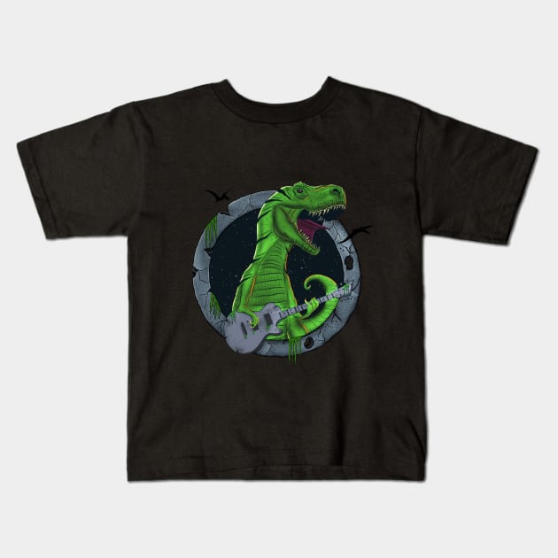 Dino Rockstar Kids T-Shirt by Regis72